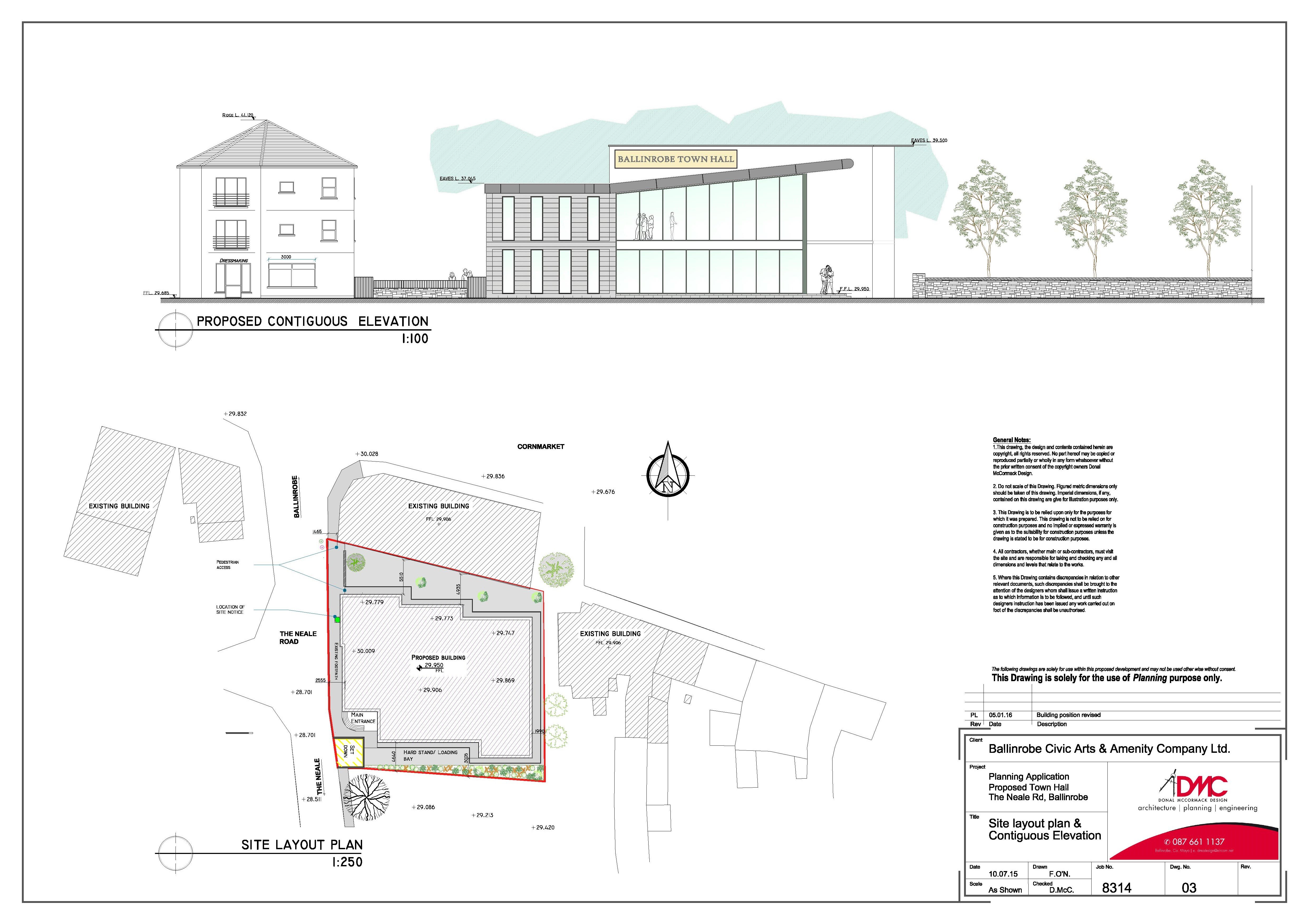 Proposed site layout plan of new Ballinrobe Town Hall